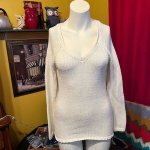 Elegant Cream V-Neck Sweater for Women